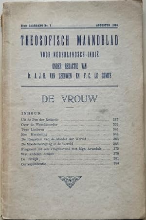 Seller image for THEOSOFISCH MAANDBLAD voor Nederlandsch-Indie. 28ste Jaargang No. 7. Augustus 1929. Themanummer DE VROUW. for sale by Antiquariaat Van Veen