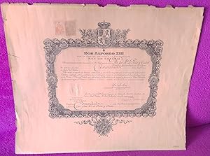 TITULO DE COMENDADOR DEL REY ALFONSO XIII A JOSE MARIA PRATS Y CASAS 1924