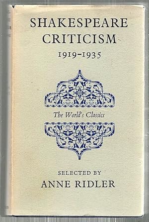 Shakespeare Criticism; 1919-1935