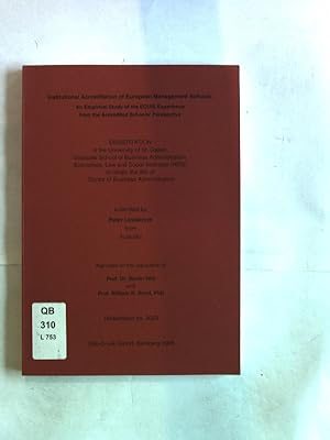 Bild des Verkufers fr Institutional accreditation of European management schools : an empirical study of the EQUIS experience from the accredited schools' perspective. Diplomarbeit/Dissertation, zum Verkauf von Antiquariat Bookfarm