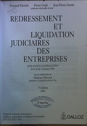 Seller image for Redressement et Liquidation Judiciaires des Enterprises. for sale by books4less (Versandantiquariat Petra Gros GmbH & Co. KG)