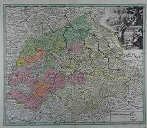 Saxonia superior cum regionibus insertis & contigias. Altkolorierte Kupferstich-Karte aus J. D. K...