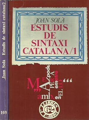 ESTUDIS DE SINTAXI CATALANA 1 i 2 2 Vols. OBRA COMPLERTA