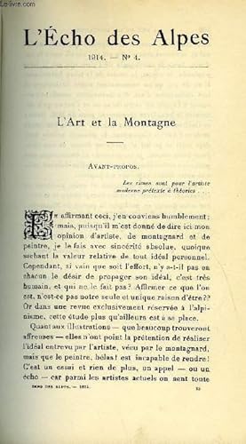 Bild des Verkufers fr L'ECHO DES ALPES - PUBLICATION DES SECTIONS ROMANDES DU CLUB ALPIN SUISSE N4 - L'ART ET LA MONTAGNE PAR FRANCOIS GOS, NOTRE CONTRAT D'ASSURANCE, CORRESPONDANCE PAR E. DUPARC, J. LANGDORF ET H.-L. DUCHOSAL zum Verkauf von Le-Livre