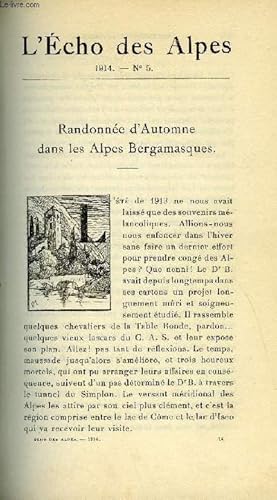 Image du vendeur pour L'ECHO DES ALPES - PUBLICATION DES SECTIONS ROMANDES DU CLUB ALPIN SUISSE N5 - RANDONNEE D'AUTOMNE DANS LES ALPES BERGAMASQUES PAR H. L. DUCHOSAL, LA CATASTROPHE DE BAGNES PAR LE Dr H. WELLAUER, NECROLOGIES PAR LE Dr H. FAES, HOFER ET J. HOINVILLE mis en vente par Le-Livre