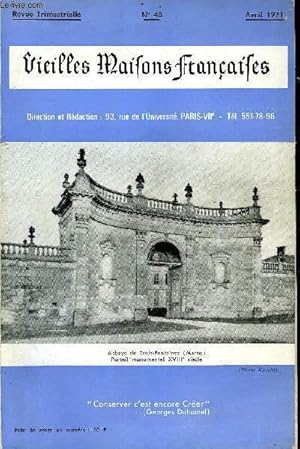 Immagine del venditore per VIEILLES MAISONS FRANCAISES N48 - Editorial, par Anne de AMODIO .Le dessin de DON L'Abbaye de Trois-Fontaines (Marne), par LA CHARIE MACHETL'Htel Terrier-Santans (Doubs), par Odette LEHIDEUX Notes sur le Chteau de l'Hermitage (Nord) venduto da Le-Livre