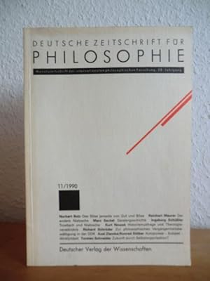 Bild des Verkufers fr Deutsche Zeitschrift fr Philosophie. Monatszeitschrift der internationalen philosophischen Forschung. 38. Jahrgang, Ausgabe 11 / 1990 zum Verkauf von Antiquariat Weber