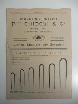 Industria pettini F.lli Ghidoli, Milano. Listino speciale per grossisti + bambole di celluloide