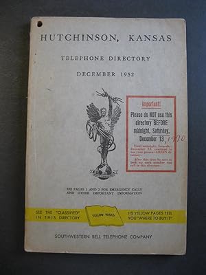 HUTCHINSON, KANSAS TELEPHONE DIRECTORY - December, 1952