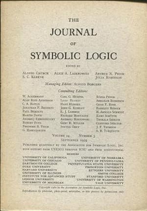 THE JOURNAL OF SYMBOLIC LOGIC. VOLUME 24, NUMBER 3, SEPTEMBER 1959.