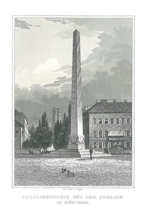 Bild des Verkäufers für MÜNCHEN. - Karolinenplatz. "Carolinenplatz und der Obelisk in München", im Hintergrund die Türme der Frauenkirche. zum Verkauf von Franziska Bierl Antiquariat