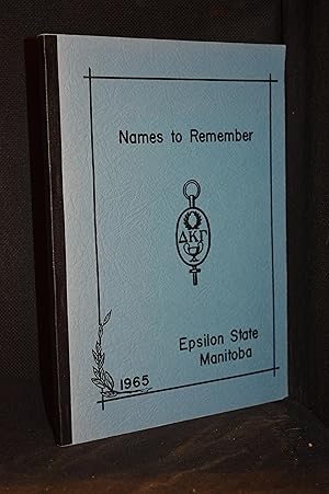 Seller image for Names to Remember; Epsilon State Manitoba for sale by Burton Lysecki Books, ABAC/ILAB