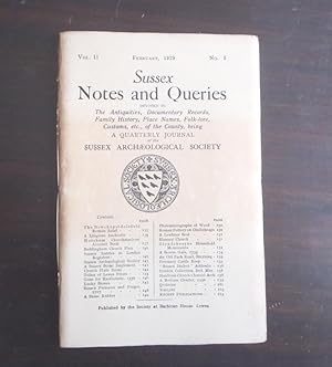 Seller image for Sussex Notes and Queries A Quarterly Journal of the Sussex Archaeological Society. Vol.II., No.5. February 1929 for sale by BRIMSTONES