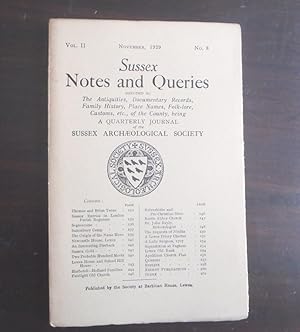 Seller image for Sussex Notes and Queries A Quarterly Journal of the Sussex Archaeological Society. Vol.II., No.8. November 1929 for sale by BRIMSTONES