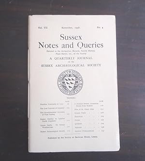 Seller image for Sussex Notes and Queries A Quarterly Journal of the Sussex Archaeological Society. Vol.VII., No.4 November 1938 for sale by BRIMSTONES