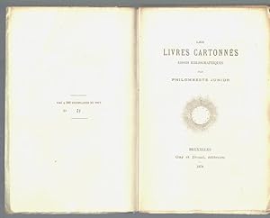 Bild des Verkufers fr Les livres cartonns. Essais bibliographiques zum Verkauf von AU SOLEIL D'OR Studio Bibliografico