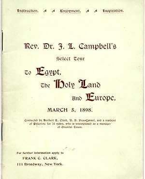 Imagen del vendedor de Rev Dr. J. L Campbell's Select Tour to Egypt, The Holy Land and Europe, March 5, 1898 a la venta por Book Booth