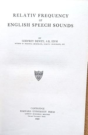 RELATIV (sic) FREQUENCY OF ENGLISH SPEECH SOUNDS