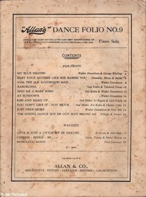 Seller image for Allan's Dance Folio No.9 for Piano Solo for sale by Mr Pickwick's Fine Old Books