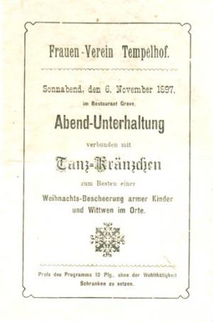 (Programmheft) Sonnabend, den 6. November 1897, im Restaurant Greve, Abend-Unterhaltung verbunden...