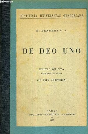 Image du vendeur pour DE DEO UNO - EDITIO QUINTA - PONTIFICIA UNIVERSITAS GREGORIANA - LIVRE EN ITALIEN mis en vente par Le-Livre
