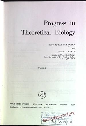 Bild des Verkufers fr Progress in Theoretical Biology; 3 zum Verkauf von books4less (Versandantiquariat Petra Gros GmbH & Co. KG)