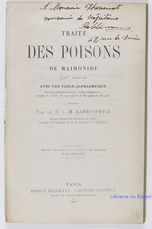 Traité des poisons de Maimonide (XIIe siècle)