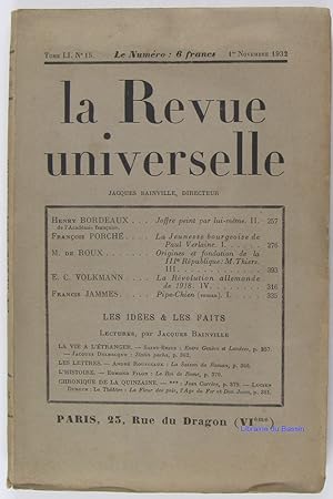 Bild des Verkufers fr La Revue Universelle N15 zum Verkauf von Librairie du Bassin