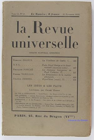 Imagen del vendedor de La Revue Universelle N16 a la venta por Librairie du Bassin