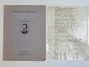 Bild des Verkufers fr John Donne's Holograph of 'A Letter to the Lady Carey and Mrs Essex Riche' zum Verkauf von Keoghs Books
