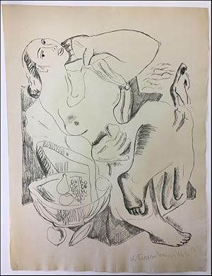 Sitzende Frau. Lithographie.