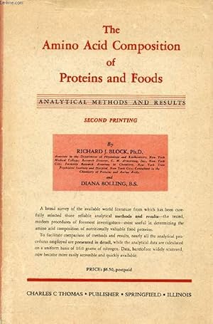 Seller image for THE AMINO ACID COMPOSITION OF PROTEINS AND FOODS, ANALYTICAL METHODS AND RESULTS for sale by Le-Livre