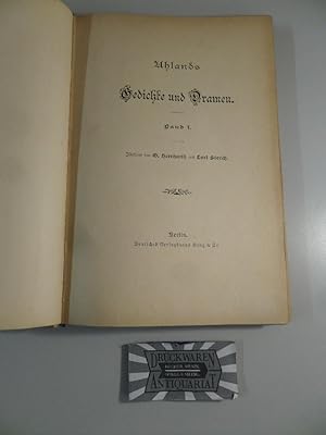 Bild des Verkufers fr Uhlands Gedichte und Dramen - Band 1. zum Verkauf von Druckwaren Antiquariat