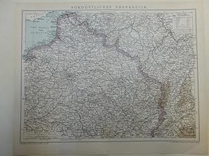 Orig Holzstich Karte Nordöstliches Frankreich - Frankreich