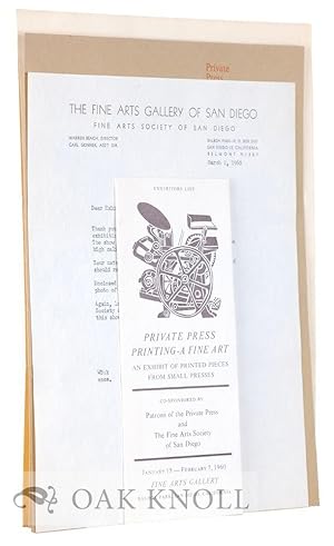 Seller image for Collection of printed material sent by the Creekside Press for an exhibition in San Diego for sale by Oak Knoll Books, ABAA, ILAB