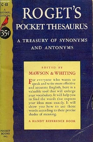 Seller image for ROGET'S POCKET THESAURUS, A Treasury of Synonyms and Antonyms for sale by Le-Livre