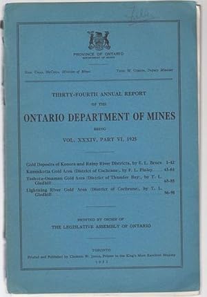 Image du vendeur pour Thirty-Fourth Annual Report of the Ontario Department of Mines Being Vol. XXXIV, Part Vi, 1925. Province of Ontario Department of Mines. Hon. Chas. McCrea, Minister of Mines. Thos. W. Gibson, Deputy Minister. Printed by Order of the Legislative Assembly of Ontario. mis en vente par Time Booksellers