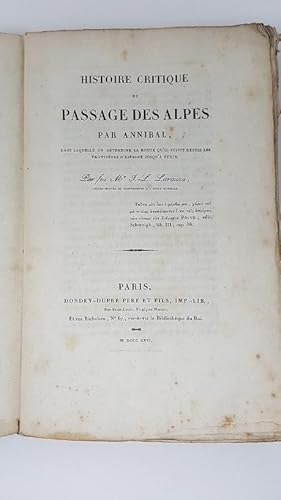 Seller image for Histoire critique du passage des Alpes par Annibal, for sale by Libreria Antiquaria Pregliasco