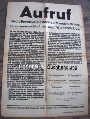 Plakat: "Aufruf an die Bevölkerung der Stadt Osnabrück