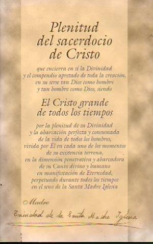 Seller image for PLENITUD DEL SACERDOCIO DE CRISTO. for sale by angeles sancha libros