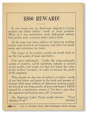 Seller image for Campaign Handbill: "The Situation / $500 Reward" for sale by Lorne Bair Rare Books, ABAA