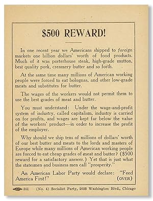 Immagine del venditore per Campaign Handbill: "The Situation / $500 Reward" venduto da Lorne Bair Rare Books, ABAA