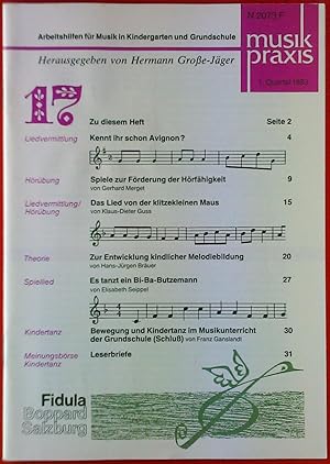 Bild des Verkufers fr Musikpraxis. Arbeitshilfen fr Musik in Kindergarten und Grundschule. HEFT 17 - 1. Quartal 1983 zum Verkauf von biblion2