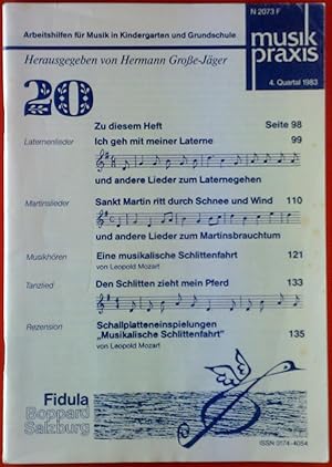 Bild des Verkufers fr Musikpraxis. Arbeitshilfen fr Musik in Kindergarten und Grundschule. HEFT 20 - 4. Quartal 1983 zum Verkauf von biblion2