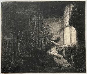 Antique print, etching | The family in the room, published 1645, 1 p.