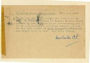 Seller image for TLS Chaning-Pearce to Geoffrey Robinson, January 15, 1951. for sale by Wittenborn Art Books