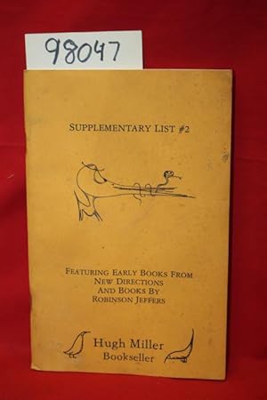 Imagen del vendedor de Supplementary List #2 Featuring Early Books from New Directions and Books by Robinson Jeffers a la venta por Princeton Antiques Bookshop