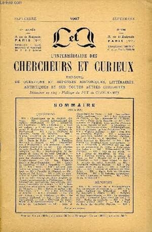 Bild des Verkufers fr L'INTERMEDIAIRE DES CHERCHEURS ET CURIEUX N 198 - QUESTIONS 833 : Changement de la couleur des yeux.   834 : Conseil international des Eglises chrtiennes.   834 : Armoiries des Captiens.   835 : Citation    Tout est signes.   attribuer. zum Verkauf von Le-Livre