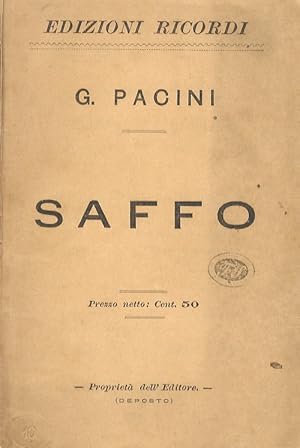 Bild des Verkufers fr Saffo. Tragedia lirica in tre parti di S. Cammarano. Musica di G. Pacini. zum Verkauf von Libreria Oreste Gozzini snc