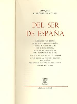 Seller image for DEL SER DE ESPAA for sale by Libreria 7 Soles